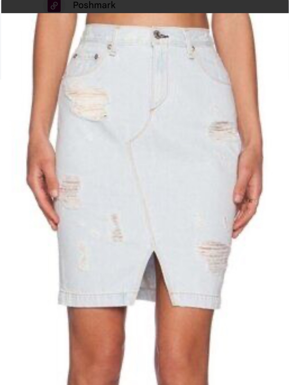 rag & bone Light Wash Distressed Denim Pencil Skirt size 26